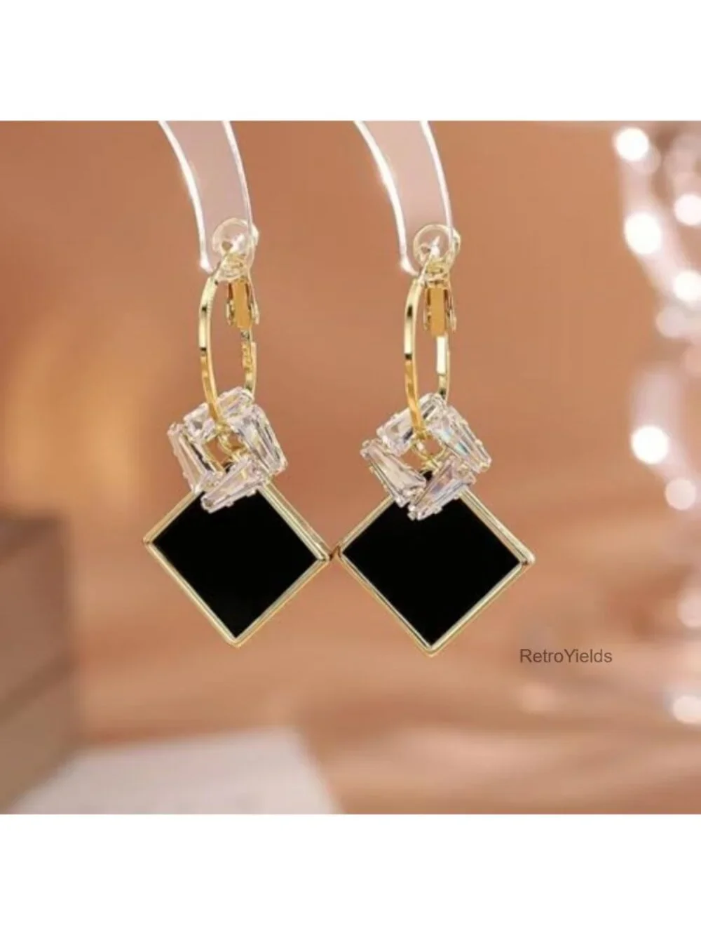 Gold Plated Geometric Drop Earrings Hypoallergenic Handmade Dangle Jewelry for